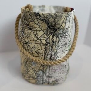 Sea Bags Maine Nautical Chart Bucket Bag Tote Rope Handle